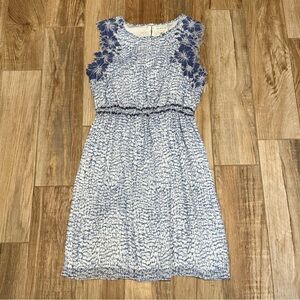 M.S.S.P Max Studio Blue Printed with Flowers Dress